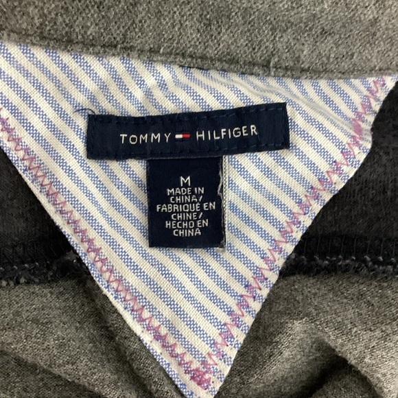 Tommy Hilfiger Striped Rugby Polo Dress Gray Navy Velour Accent Medium - Picture 6 of 7